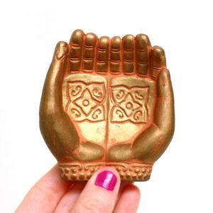 Gold Ceramic Cupped Buddha Hands Decoration
